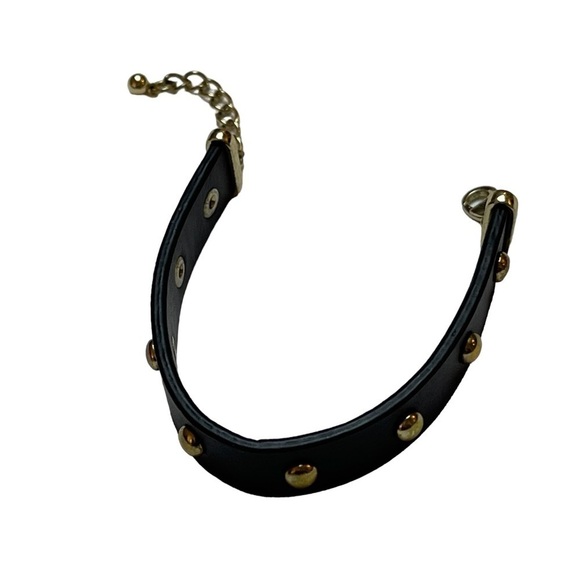 Dark Brown Leather Studded Bracelet with Adjustable Length Clasp Closure - Picture 7 of 10